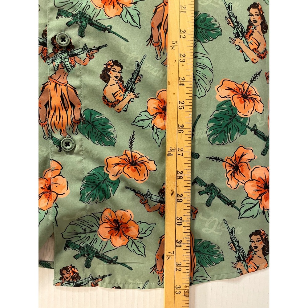 Dixxon Aloha Arms Shirt Mens 2X Green Hula Girl Rifle Tropical Print - Picture 5 of 6